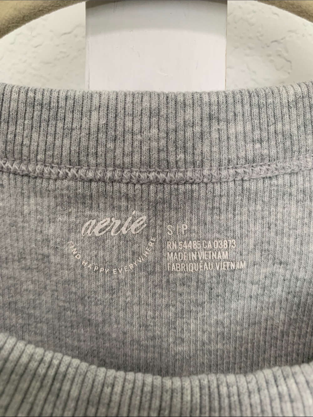 aerie Light Gray Ribbed Crewneck Cropped Tank Top - Picture 2 of 7